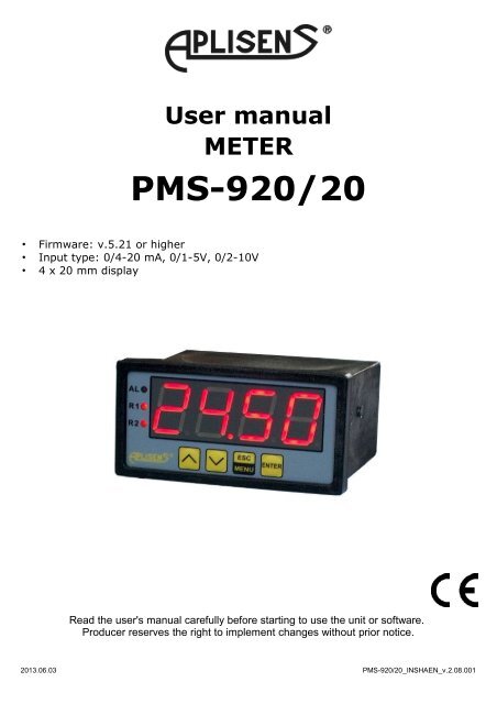 PMS-920/20 - Aplisens