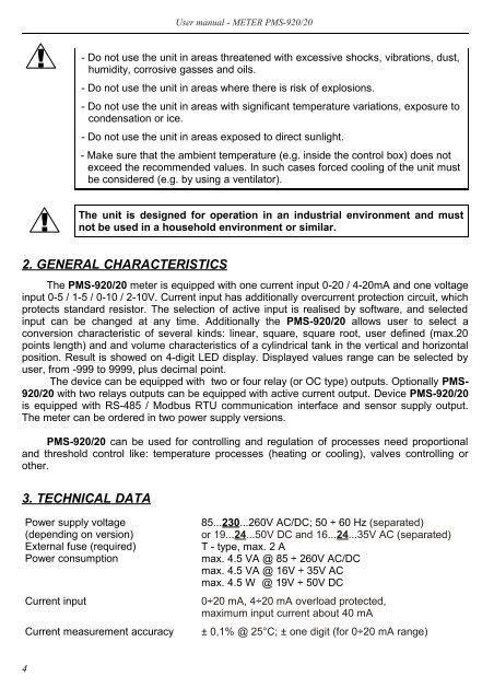 PMS-920/20 - Aplisens