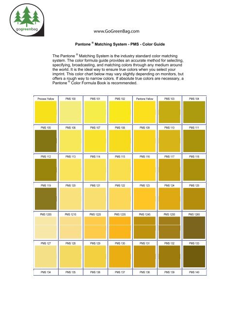 Pantone Matching System Chart