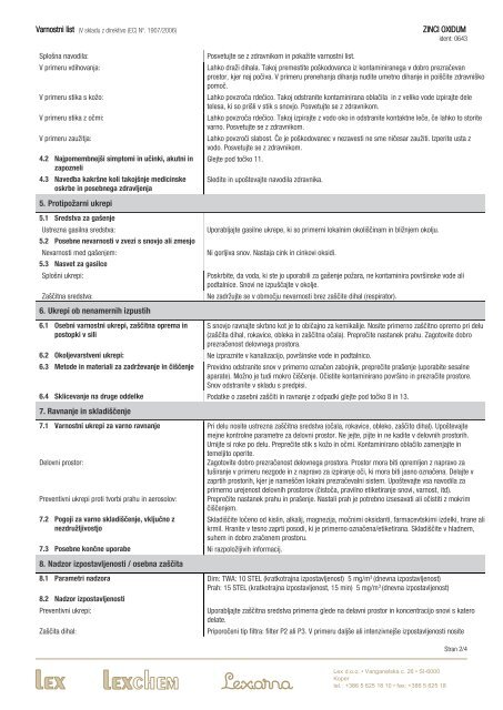 Varnostni list - Lex