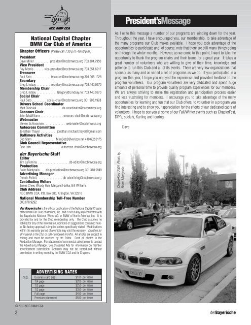 National Capital Chapter BMW Car Club of America November ...