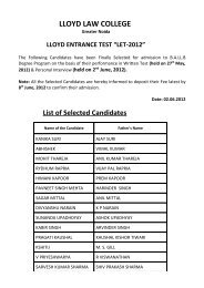 Result of Interview held on 2nd June, 2012 - Lloyd Law College ...