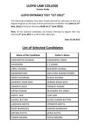 Result of Interview held on 1st June, 2012 - Lloyd Law College ...