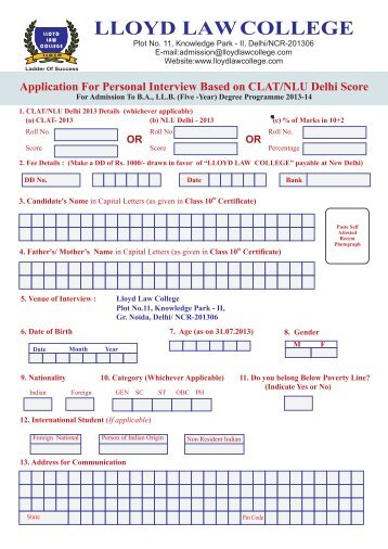 Application For_ Interview_15-05-13 - Lloyd Law College Greater ...