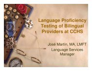 Language Proficiency Testing of Bilingual Providers at CCHS