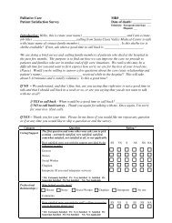 Palliative Care Patient Satisfaction Survey - Safety Net Institute