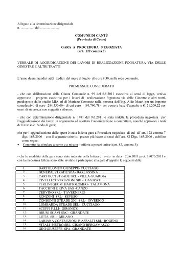 Procedura negoziata per l'aggiudicazione dei ... - Comune di Cantù