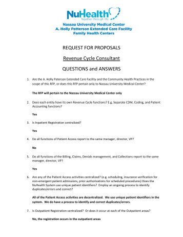 REQUEST FOR PROPOSALS Revenue Cycle Consultant ...