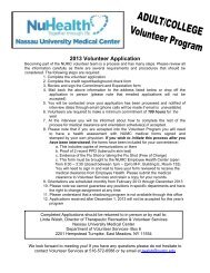 Adult Volunteer Application - Nassau University Medical Center