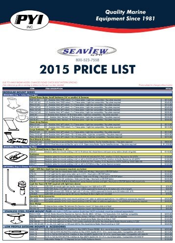 Seaview 2013 Price List - PYI Inc.