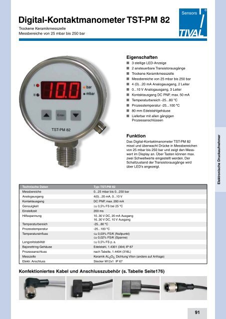 Digital-Kontaktmanometer TST-PM 82 - TIVAL Sensors GmbH