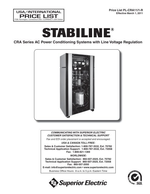 CRA Series AC Power Conditioning Systems with Line Voltage ...