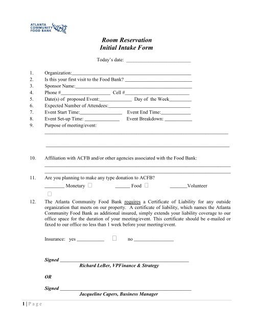 Download Intake Form Pdf Atlanta Community Food Bank