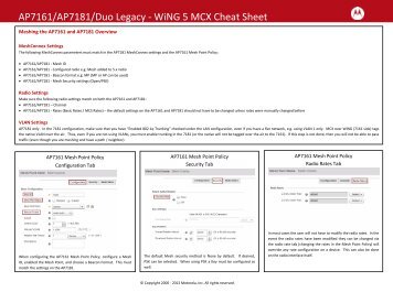 WiNG 5 MCX Cheat Sheet - Wireless Network Solutions
