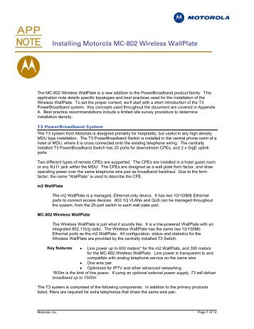 Installing Motorola MC-802 Wireless WallPlate - Motorola Solutions