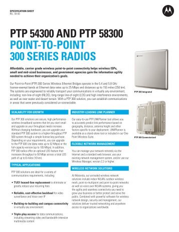 PTP 300 Series Specification Sheet - Wireless Network Solutions