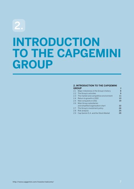 INTRODUCTION TO THE CAPGEMINI GROUP