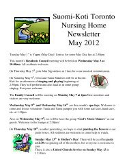 Suomi-Koti Toronto Nursing Home Newsletter May 2012