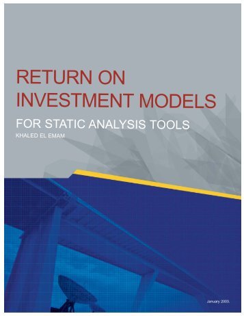 Return on Investment Models for Static Analysis Tools - David F. Rico