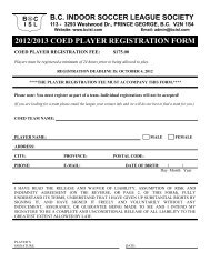 Coed Division Player Registration Form - BCISL