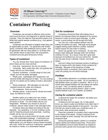 Container Planting - Clackamas County Master Gardeners