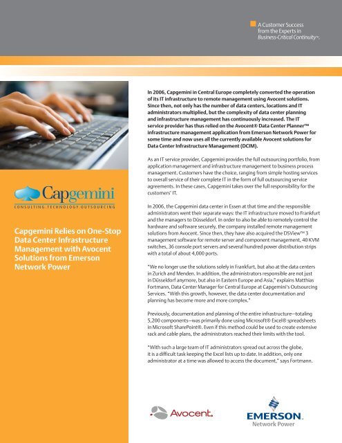 Capgemini - Emerson Network Power