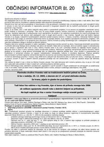 Obcinski informator st. 20 - ObÄina Vransko