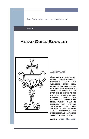 2013 ALTAR GUILD BOOKLET - The Church of the Holy Innocents