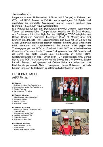 Bericht/Ergebnisse - Tennisclub Feldkirchen