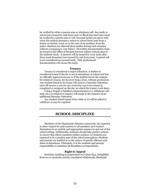 Student Handbook - Chaminade Julienne Catholic High School