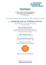 Highlights des Wirtschaftsgipfels - Economic Forum Deutschland