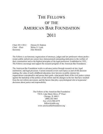 THE FELLOWS OF THE AMERICAN BAR FOUNDATION