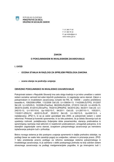 Predlog nove pokojninske zakonodaje - Vlada Republike Slovenije