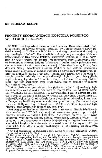 Projekty reorganizacji KoÅcioÅa polskiego w latach 1918-1925