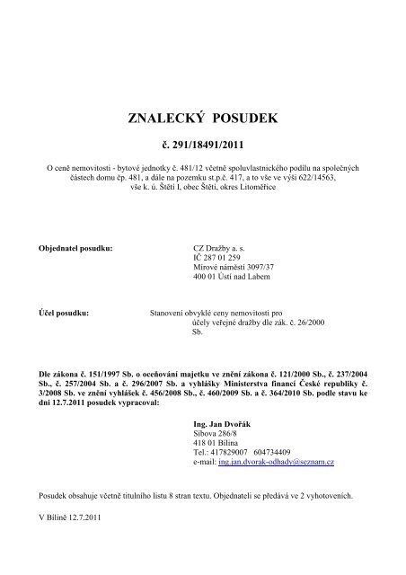 znaleckÃ½ posudek.pdf - CZ DraÅ¾by a.s.