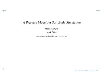 A Pressure Model for Soft Body Simulation - Panoramix