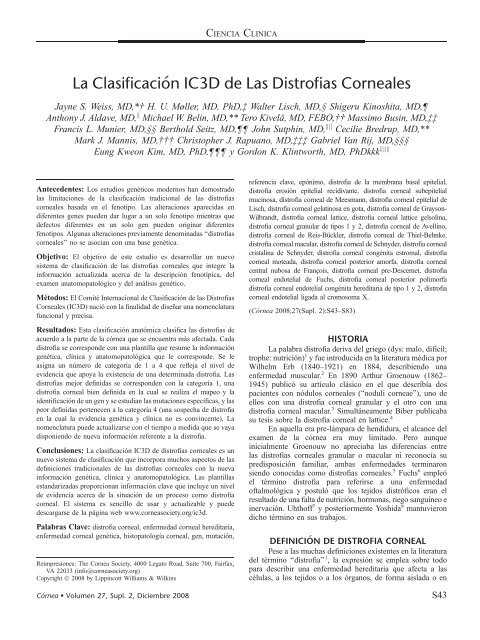 La ClasificacioÂ´n IC3D de Las Distrofias Corneales - Cornea Society