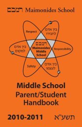 Middle School Parent/Student Handbook - Maimonides School