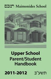 Upper School Parent/Student Handbook - Maimonides School