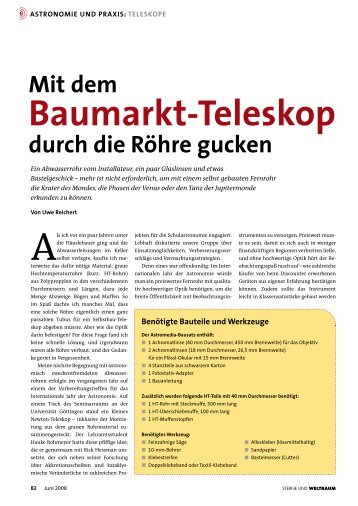 mit dem Baumarkt-teleskop durch die röhre gucken - Astromedia