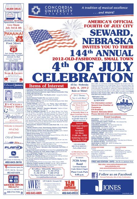 Schedule of Events - Fourth of July, Seward, Nebraska