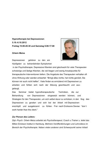 Hypnotherapie bei Depressionen 5.10. - Milton Erickson Institut Graz