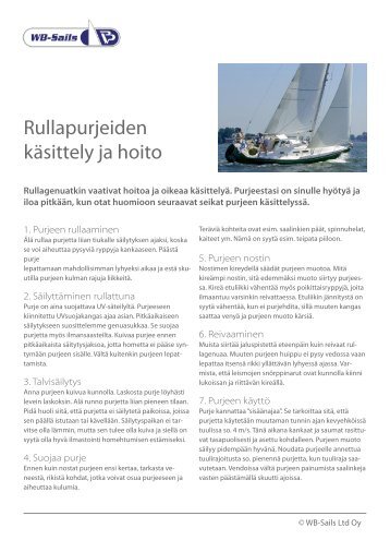 Rullapurjeiden kÃ¤sittely ja hoito - WB-Sails