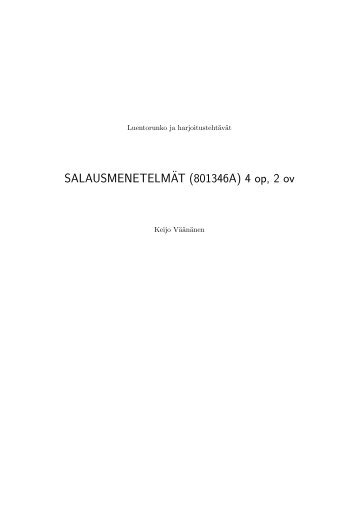 SALAUSMENETELMÂ¨AT (801346A) 4 op, 2 ov