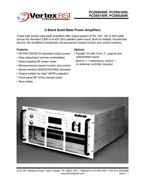 C-Band Solid-State Power Amplifiers PCD6S050R, PCD6S100R ...