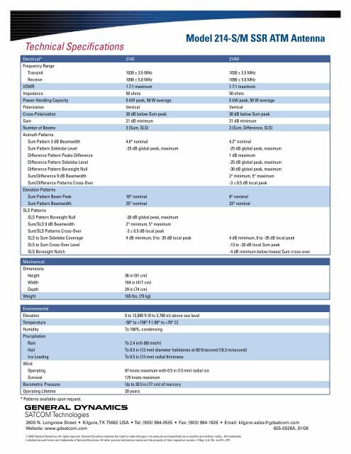 Model 214-S/M SSR ATM Antenna - General Dynamics SATCOM ...