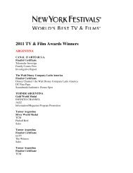 2011 TV & Film Awards Winners - New York Festivals