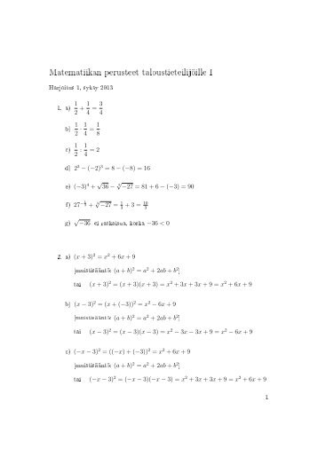 Matematiikan perusteet taloustieteilijÃ¶ille I