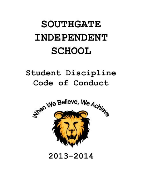 2013 - 14 Student Discipline Code - Southgate Independent Schools