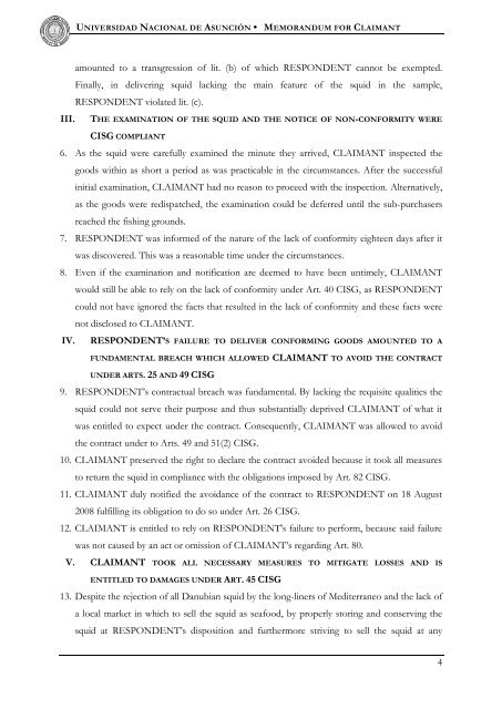 MEMORANDUM FOR CLAIMANT